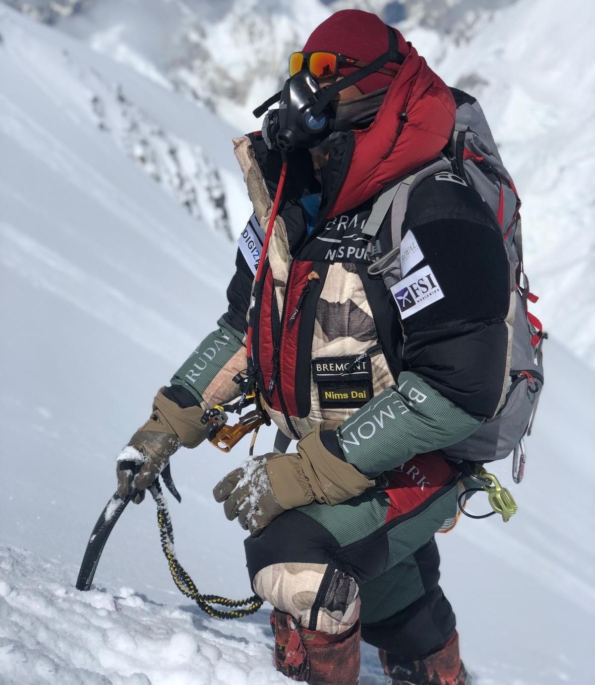 So sieht der Bergsteiger bei seinen Expeditionen aus.