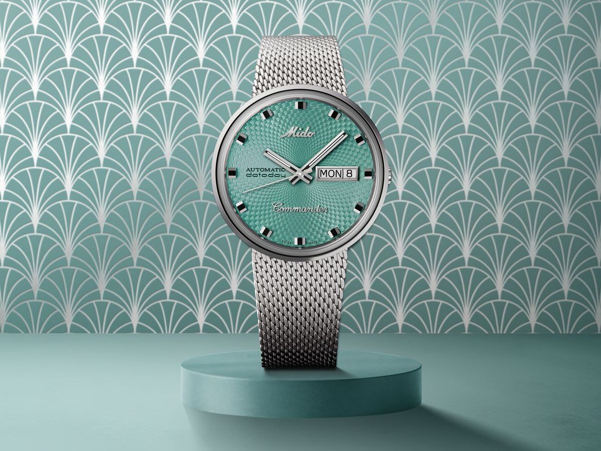 Foto: Mido Commander 1959 in Türkis. 